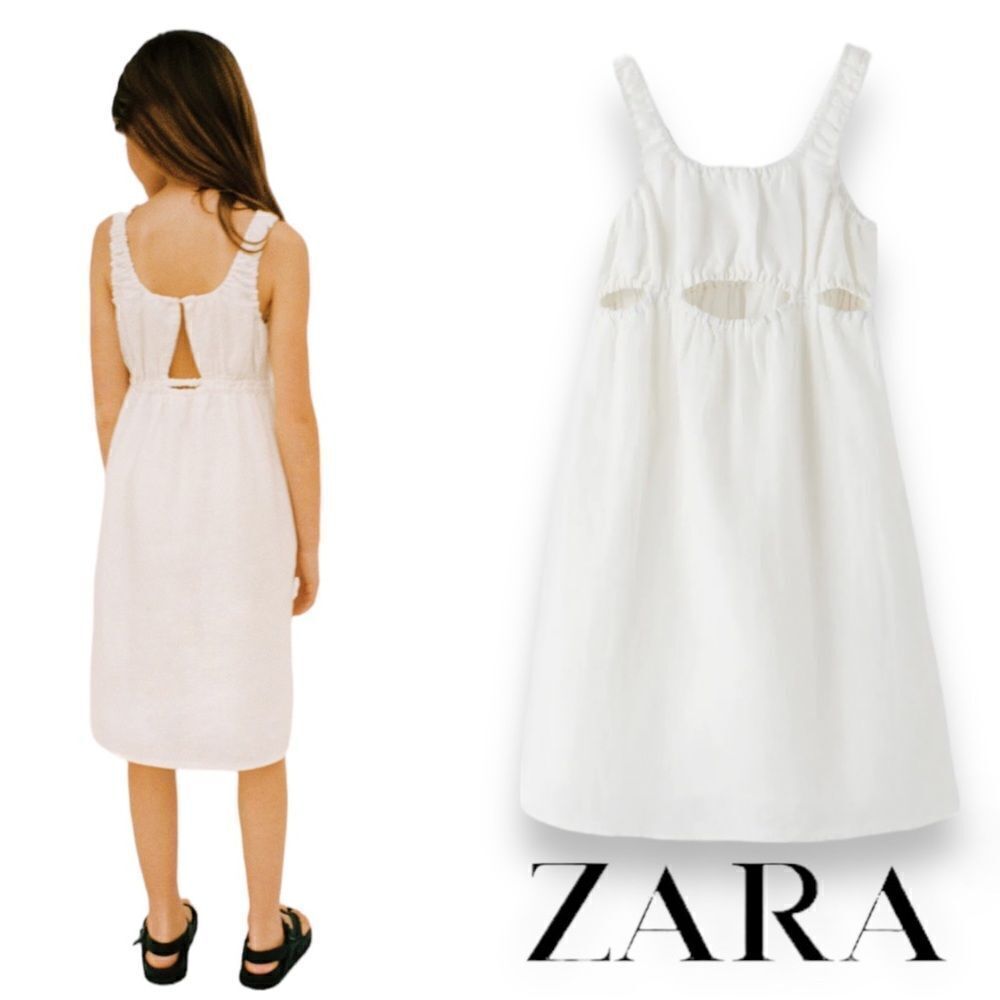 ZARA Kids | White | ELASTICIZED LINEN DRESS